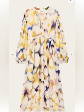ba&sh Cream Multi-Color Floral Printed Long Sleeve Midi Dress